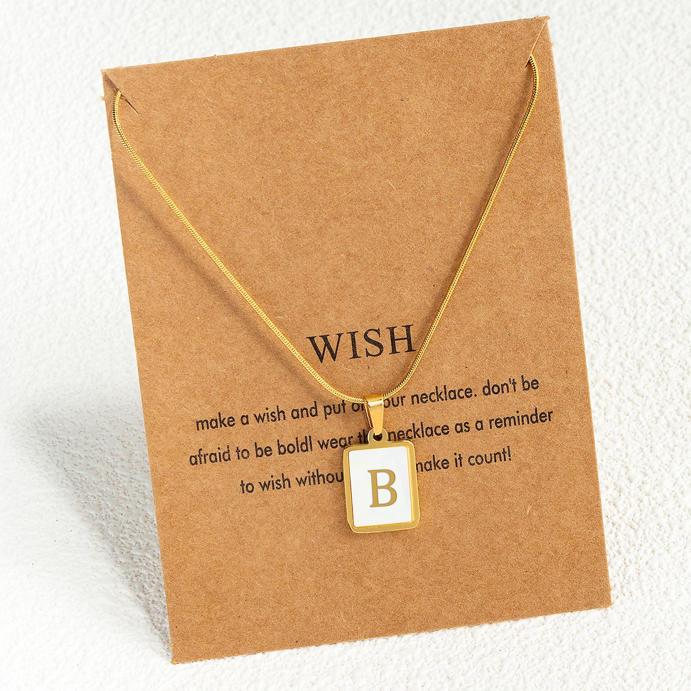 

Square 26 letter shell material pendant for women s light luxury party style gold hypoallergenic jewelry necklace