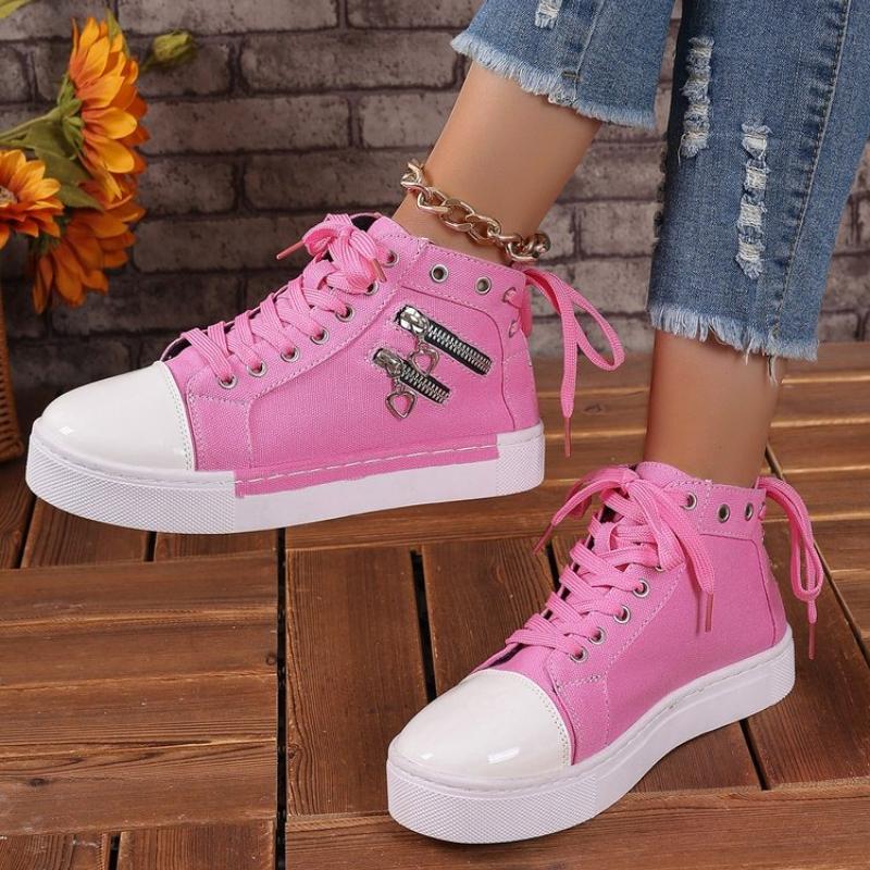 Fashion 2025 New Women Plus Sizes Sneakers High Top Female Denim Canvas Shoes Thick Sole Girls Students Ankle Canvas Boots Lace Up