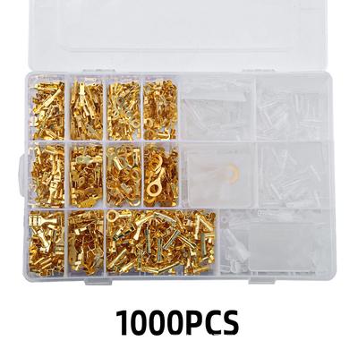 1000PCS Gold, Cold Pressed Plug 2.8/4 8/6.3 Mm Ring Terminal Block Connector