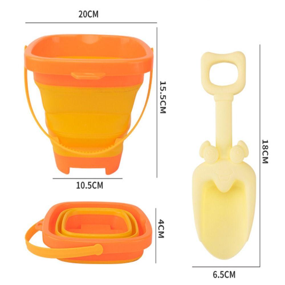 4pcs/Set Parent-Child Folding Bucket Beach Toys With Bucket Summer Beach Toys  Fun