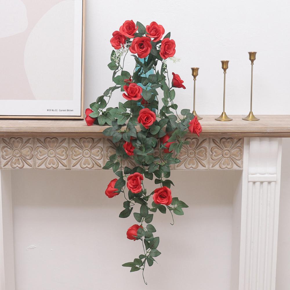 Artificial Flower Rattan Fake Plant Vine Valentine's Decora Wall Hanging Rose Home RoomDecora Accessories Wedding Archway Wreath