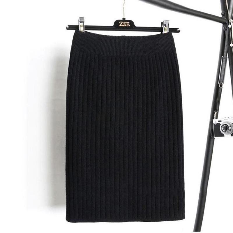 Jupe Midi Tricot Épais Fendue pour Femme - Laine Polyvalente à Taille Élastique pour Automne/Hiver 2025