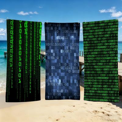 Binary Code Towel For Outdoor Camping Beach Towel Super Absorbent Quick-Drying Summer Towel