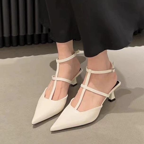 Sandals and Slippers for Women,New Pointed T-shaped Top with Thin Heels for Women