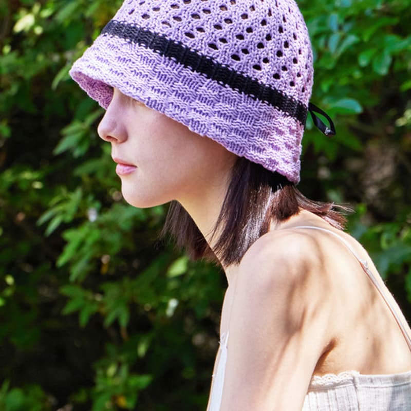 

VARZAR VZ Long Label Half Punching Bucket Hat Purple FREE