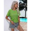 JPNTKY Women's Fashion Casual Solid Color Print Short Sleeve O-Neck  Blouses & Shirts