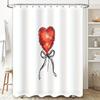 Romantic Red Heart Bow Shower Curtain Set Waterproof Bathroom Decor Vintage Floral Pattern Backdrop Washable Liner