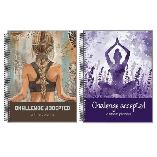 Challenge Accepted Fitness Planner 90 Day Exercise And Food Journal with Progress Checks Bedtime Reflection Habit Tracker Meal Workout Health Diary