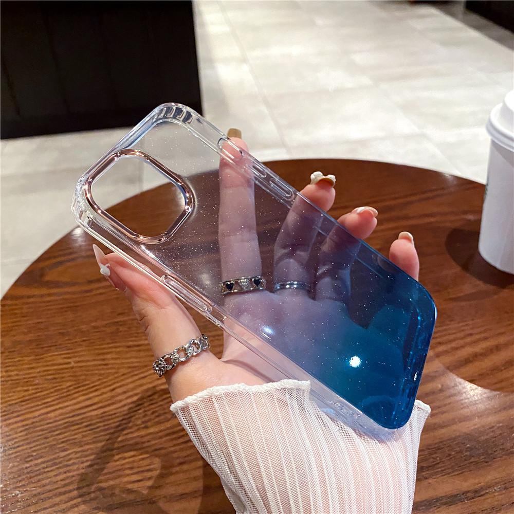 Applicable to iphone17 gradual color change apple 14promax star glitter 13 electroplating transparent anti-drop 15 mobile phone case