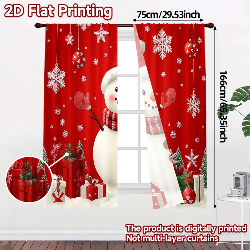 2pcs,Curtains Cute Snowman Christmas Winter Holiday_c Popular Contemporary Curtains Polyester Easy Install Curtains Decorations