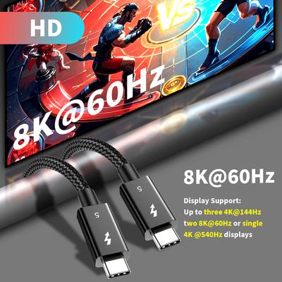 2m 80Gbps Ultra-Fast Thunderbolt 5 USB Type-C Cable Supports 8K 60Hz Display PD 240W Charging Power