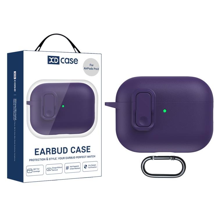 For AirPods Pro 3 XDcase Faux Leather Texture Security Lock TPU Earbud Case For AirPods Pro 3 фиолетовый