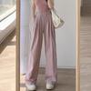 Korean-Style High-Waist Wide-Leg Summer Pants for Women - Ice Silk, Floor-Length