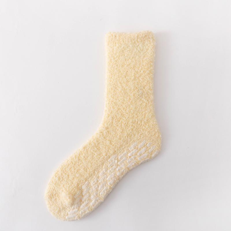 5/10 Paia Calzini Casual Autunnali Invernali Ispessiti Caldi in Pile Corallo per Donna Colore Unito Antiscivolo Senza Perdita di Pelo Calzini da Casa Casual a Mezza Gamba da Donna