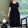 Abiti eleganti taglie forti per donna Abito lungo vintage a maniche corte allentato casual