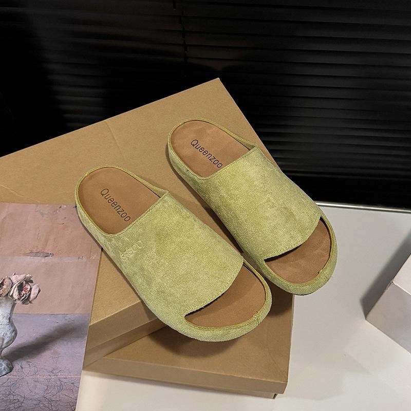 Mori Retro Thick-soled Boken Slippers Women's 2025 New Lazy One-pedal Fashionable Versatile One-word Cool Slippers