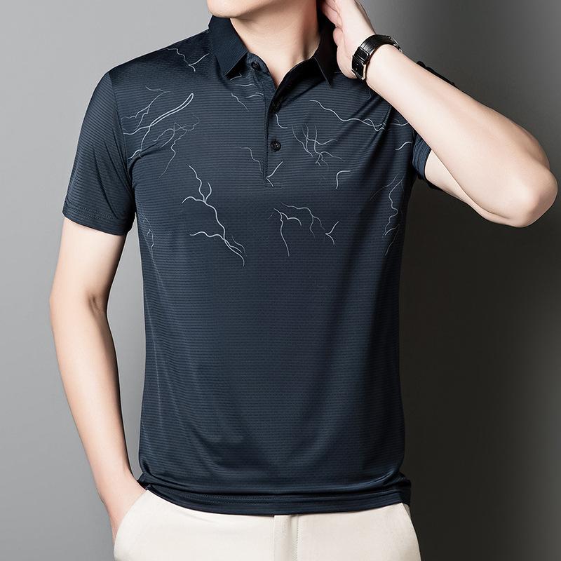 

Мужская футболка-поло с отложным воротником, средней посадки, дышащая, с коротким рукавом, повседневная 4XL