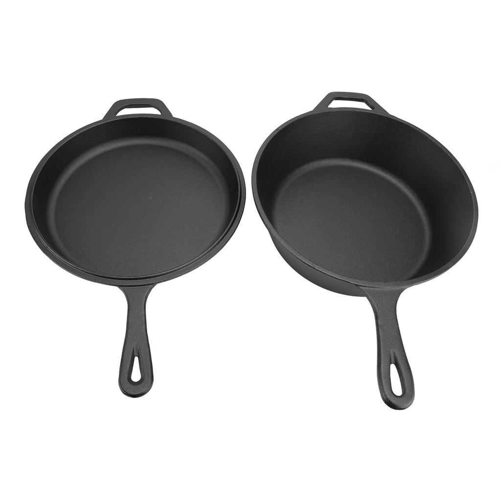 2 Stück Bratpfanne Gleichmäßige Erwärmung Vielseitig Effizientes Kochen Praktischer Griff Gusseisen-Bratpfanne für Heimküche