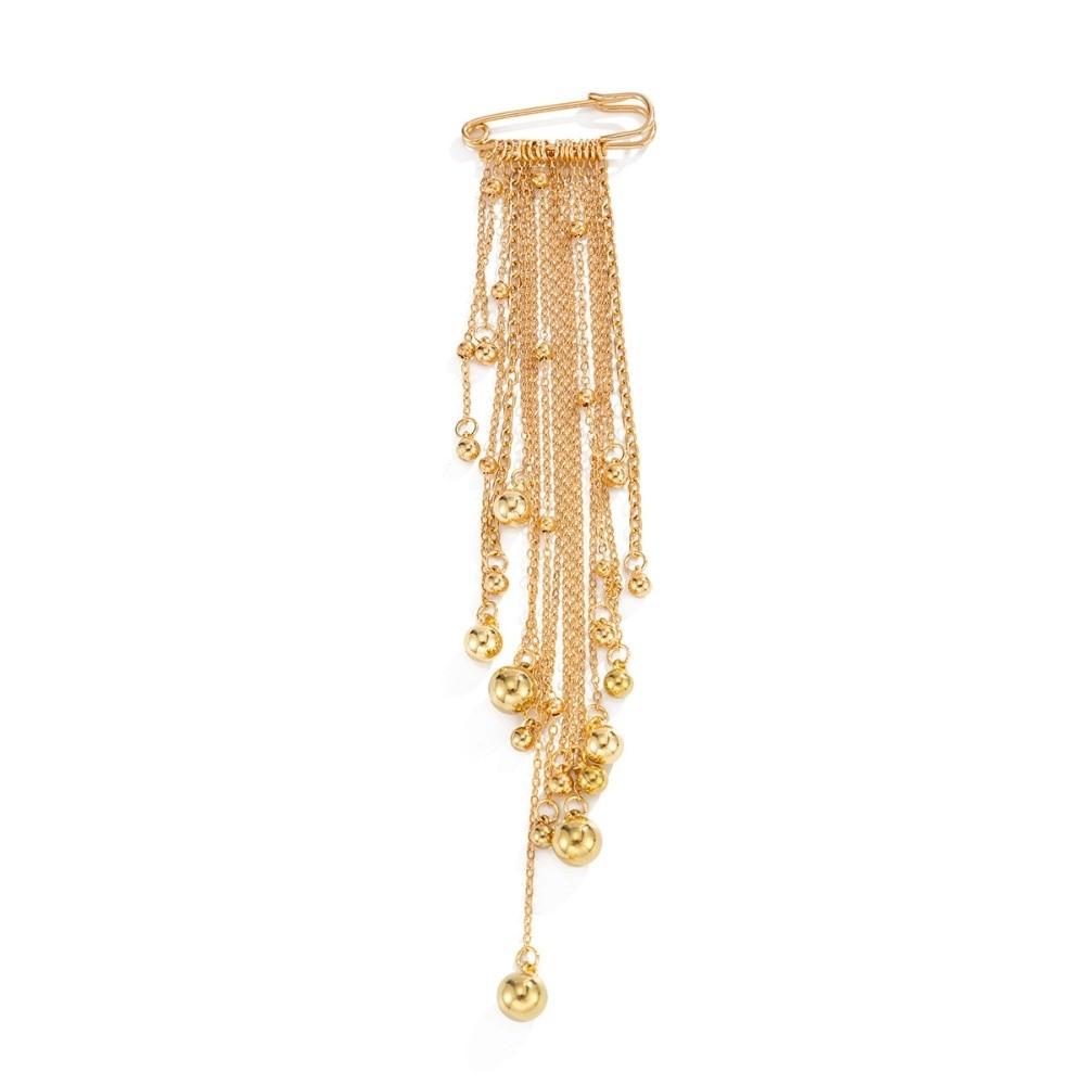 Paper Clip Shape Golden Beaded Tassel Brooch Light Luxury Style Tassel Ornaments Girl Gift