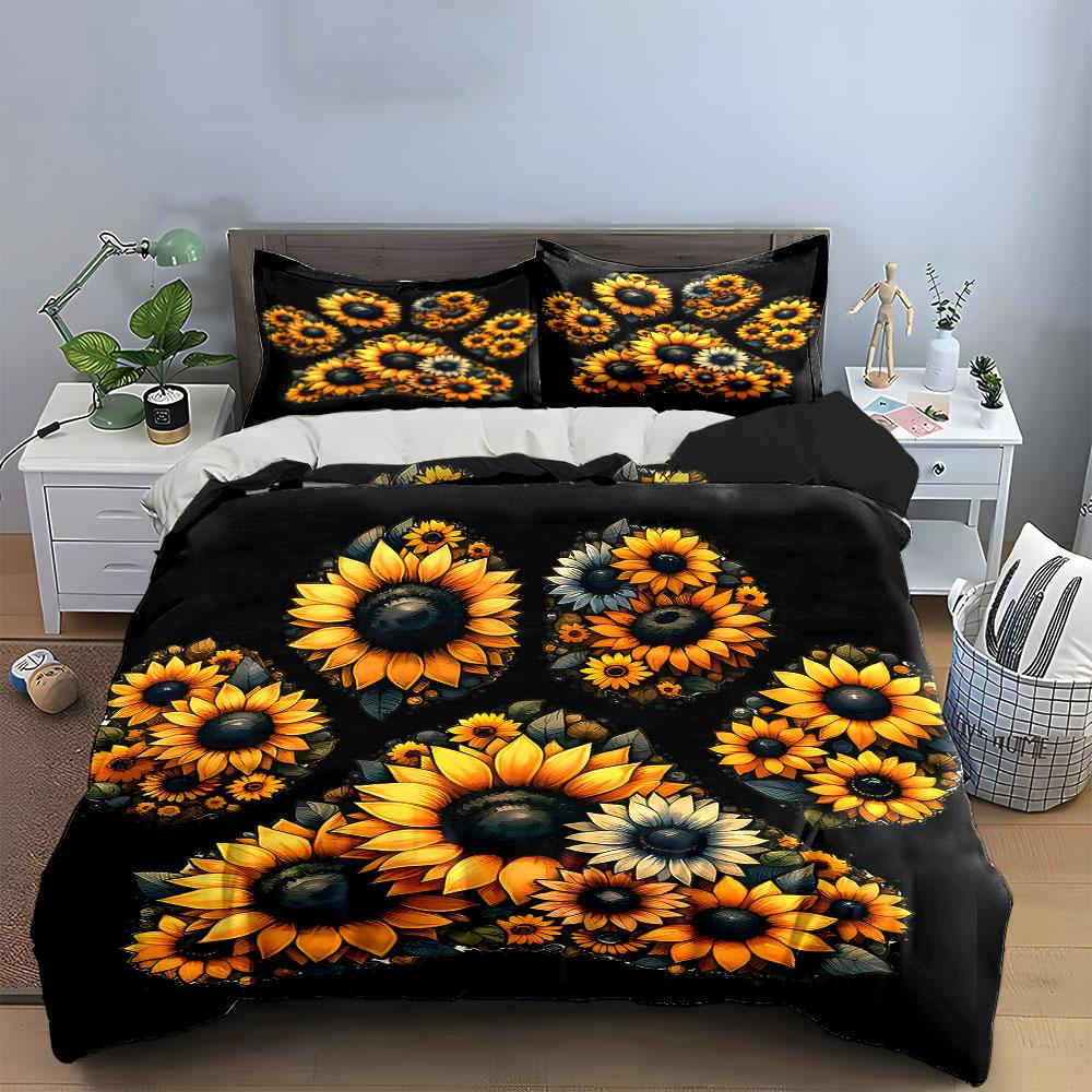 Yellow and orange sunflowers. Bedding sets Duvet cover sets Duvet covers Pillowcases(1* Duvet Cover 2* Pillowcases without duvet insert)