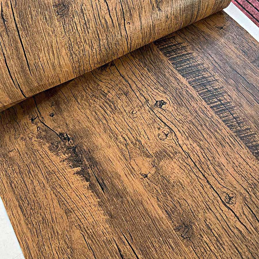 Wood Grain Self-adhesive Wallpaper Restaurant Living Room Home Decoration Background Wall Renovation Sticker PVC Wallpaper
