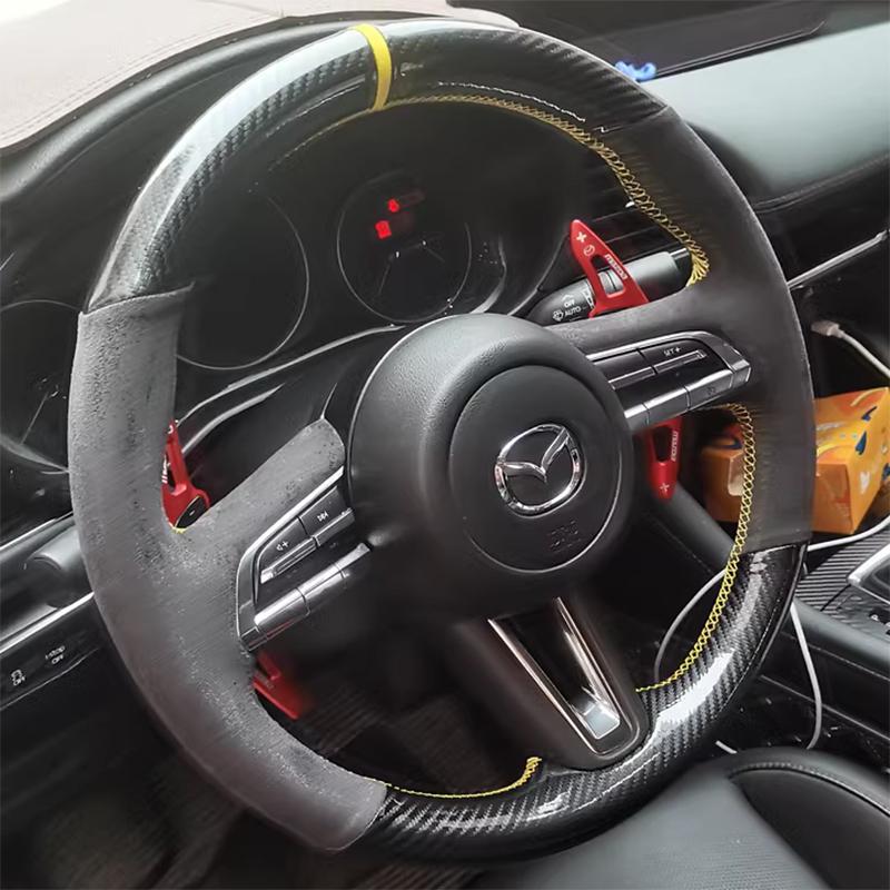 Für Mazda CX-30 CX30 Mazda 3 Axela Handgenähtes Wildleder rutschfestes Auto-Lenkradbezug