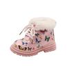 Girl Winter Boots Fashion Butterfly Printed Children Thick Bottom Cotton Boots Trend Versatile Leather Kids Causal Ankle Boots