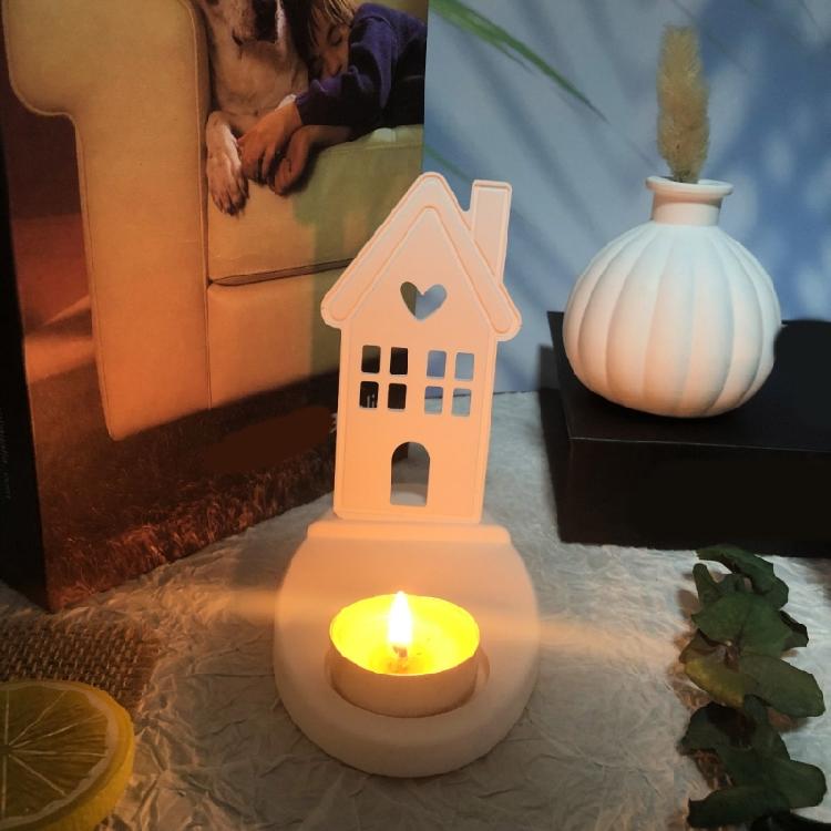 Silicone Mould House Candlestick Resins Molds Love House Candle Holder Mould
