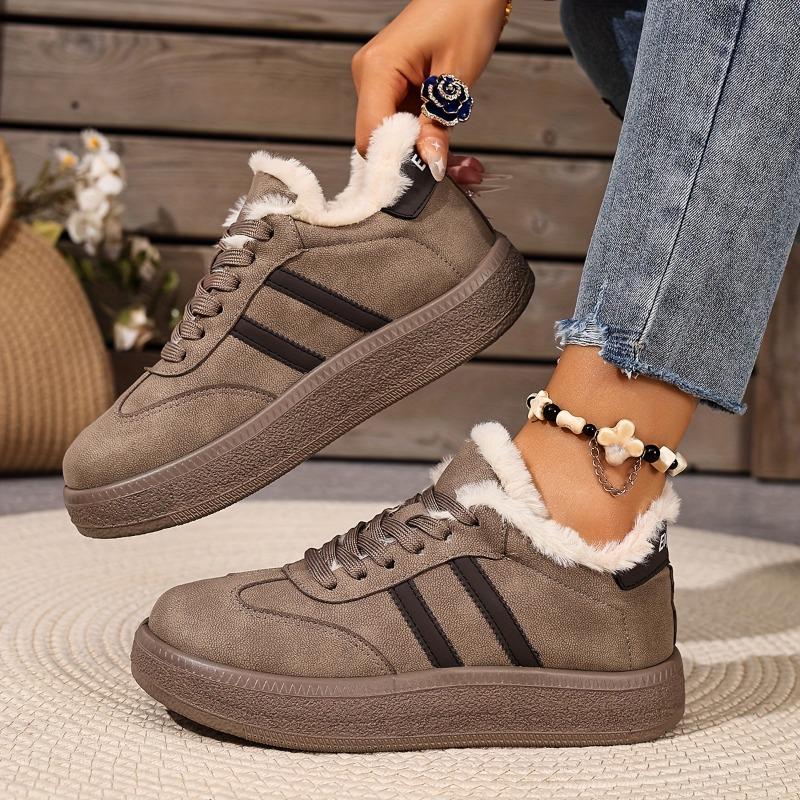Fashion and Versatile Flat Shoes for Women,  Winter New Retro and Plush Versatile Soft Sole Sports and Non Slip Casual Shoes