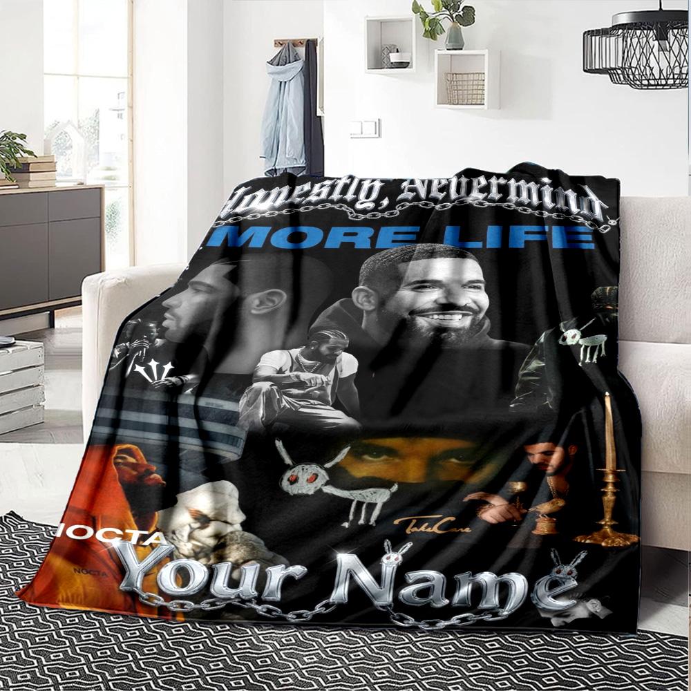 Name Custom Drake Print Flannel Blanket High Quality Warm Comfortable Cover for All Seasons Perfect for Gifts Home Decor