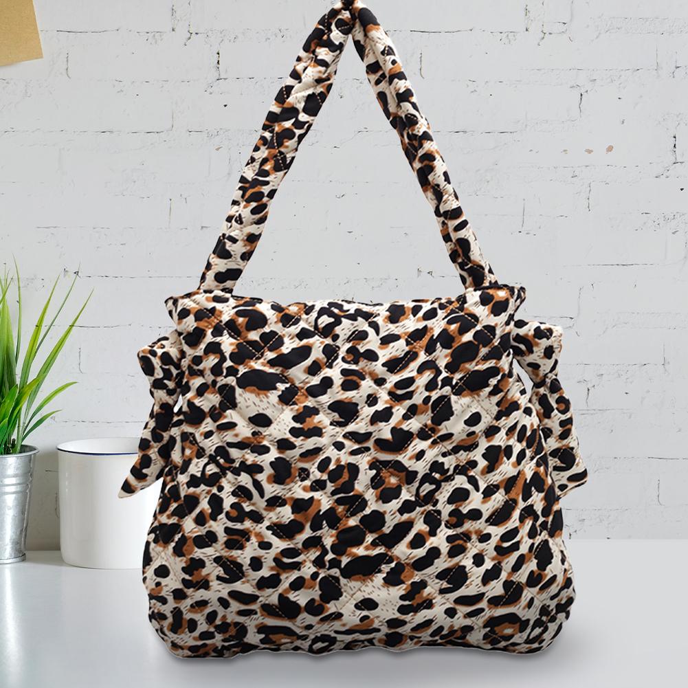 

Crossbody Bag for Women Men with Inner Pocket Hobo Bag Leopard Print Large Tote Bag Cotton Padded Handbag Work Travel Bag хакі