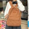 Harajuku Backpack for Girl Corduroy Lattice Backpack Large Capacity Daypacks Travel Bag Student School Backpack