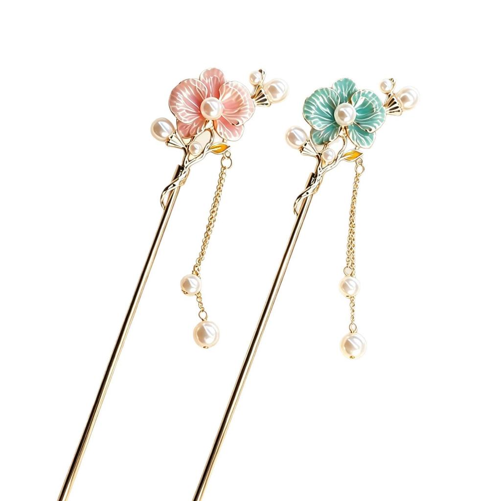 Ancient Style Floral Tassel Hairpins - Elegant Chinese High-End Xiuhe Hair Accessories