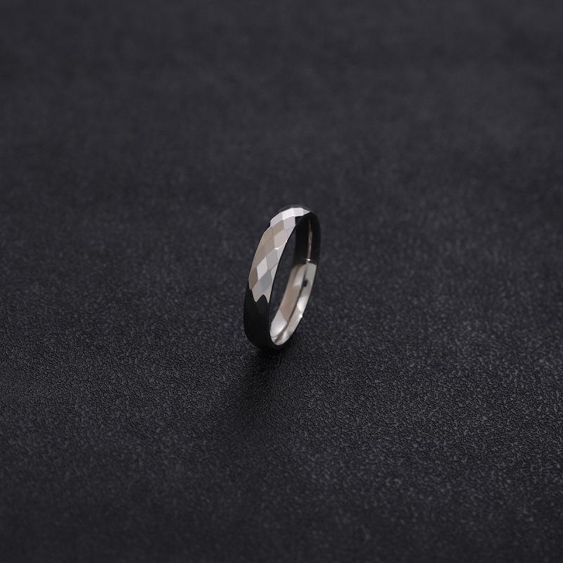 4mm Geometric Rhombus Stainless Steel Non-fading Hip Hop Couple Rings Size 11