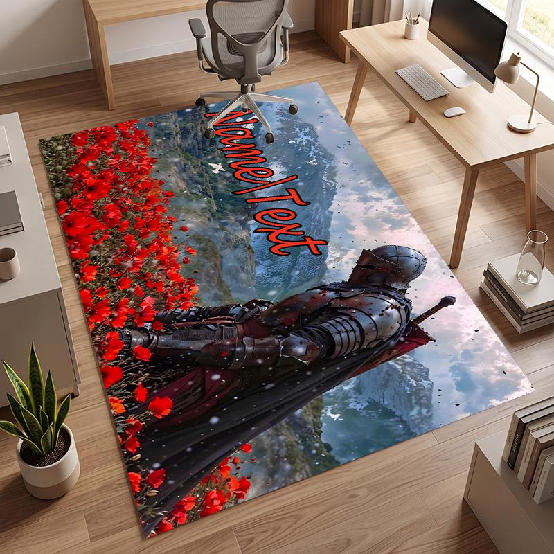 Medieval Knight (5) Personalized Name Office Carpet Stylish Decor for Living Room Bedroom Kitchen