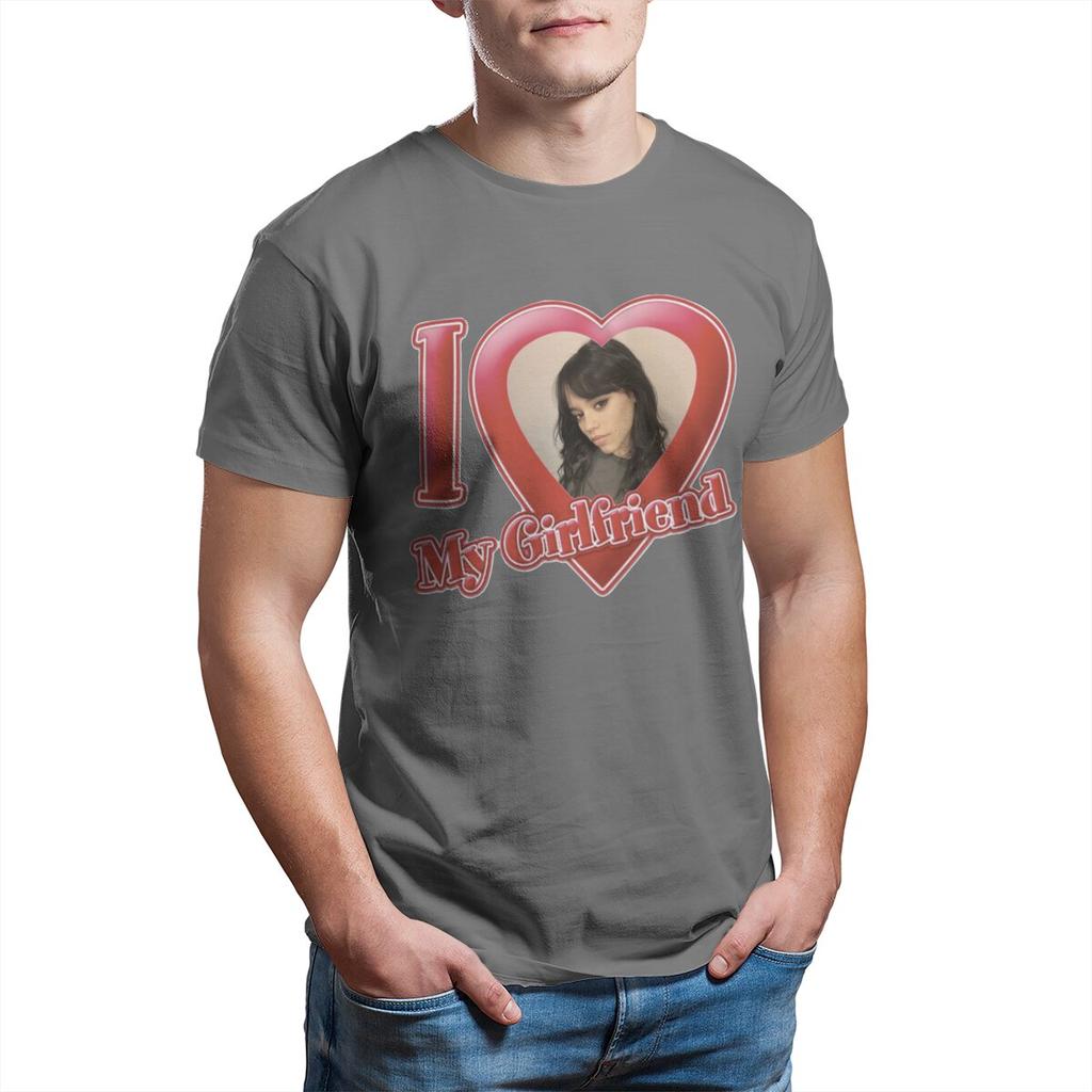 I Love My Girlfriend Jenna Ortega T Shirt for Men Pure Cotton Vintage T-Shirt Round Collar  Tees Short Sleeve Tops 4XL 5XL
