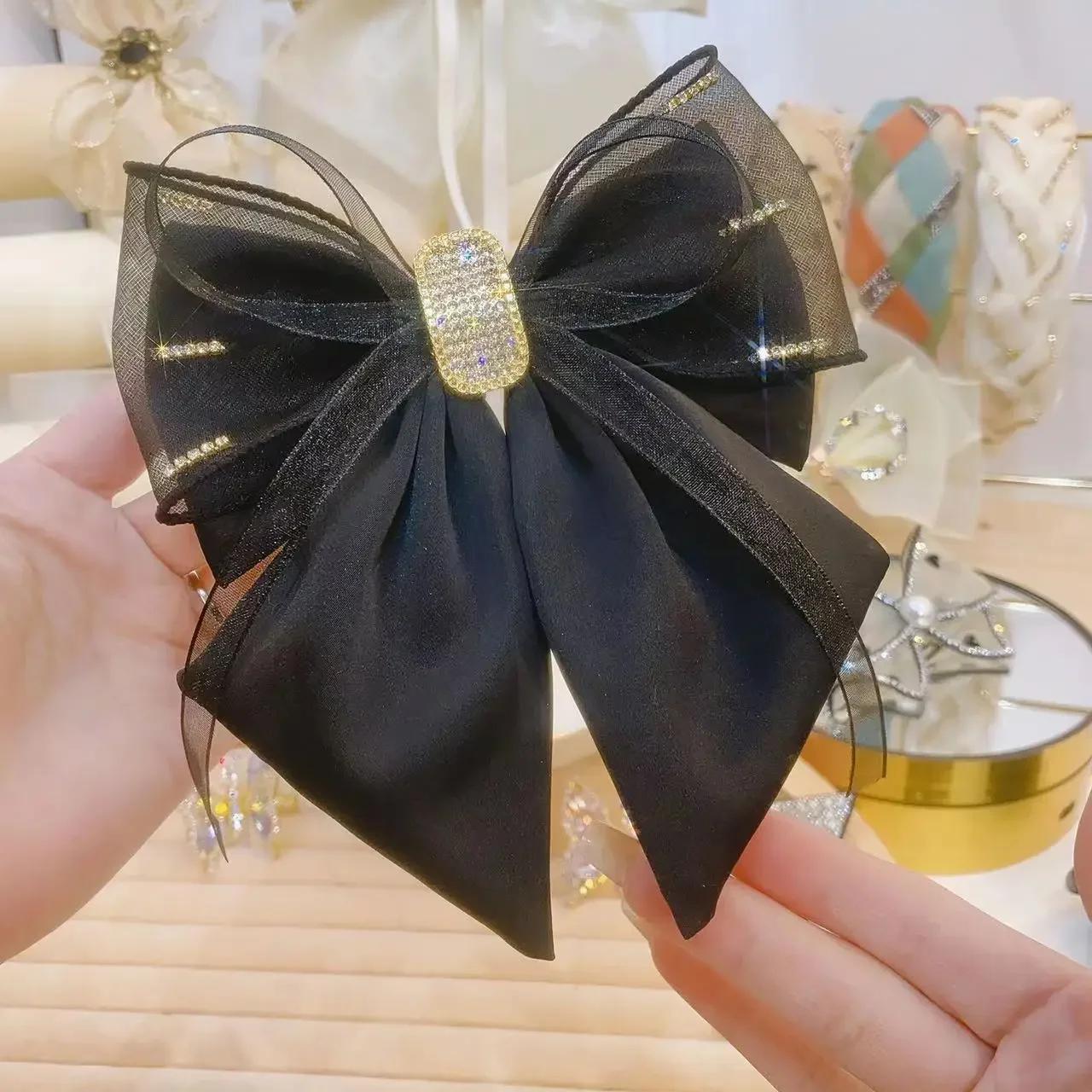 New Fabric Rhinestone Crystal Hairpin Butterfly Bow Hair Clips for Women Fashion Wedding Headpiece Korean Hair Accessories