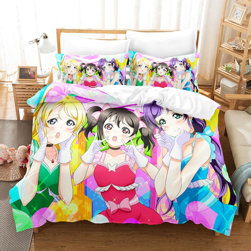 3D Cartoons LoveLive! School Idol Project Bedding Sets Duvet Cover Set With Pillowcase Twin Full Queen King Bedclothes Bed Linen