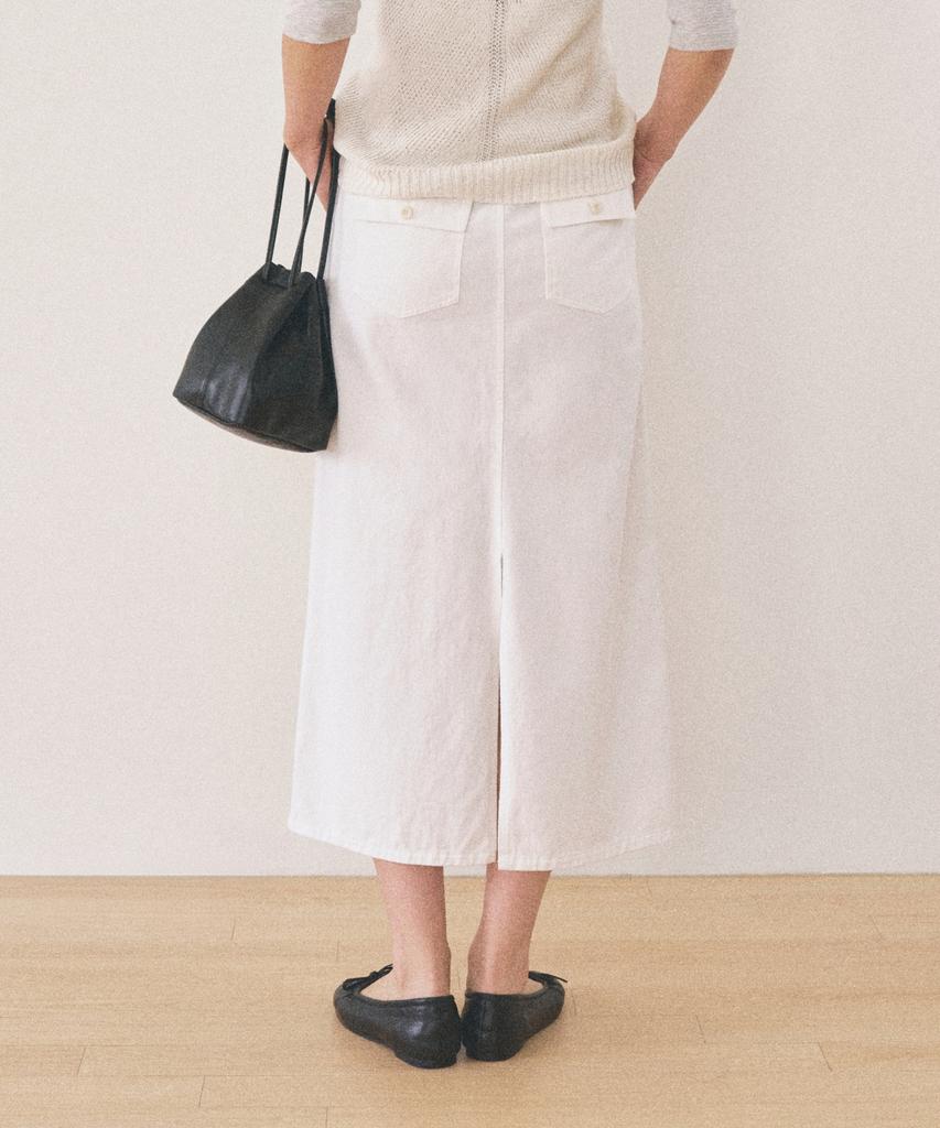Manggomaenipeullijeu Hem Washed Skirt_Ivory