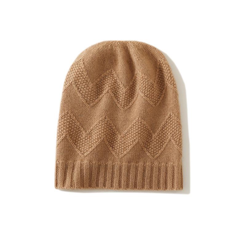 Cashmere Autumn and Winter New Style Women's High End Solid Color Cable Thickened Warm Ear Protection Fashionable Knitted Casual Hat