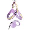 Adjustable Dog Harness With Leash Small To Medium Breeds - Breathable Vest Style Reflective Trim Stainless Steel Buckle