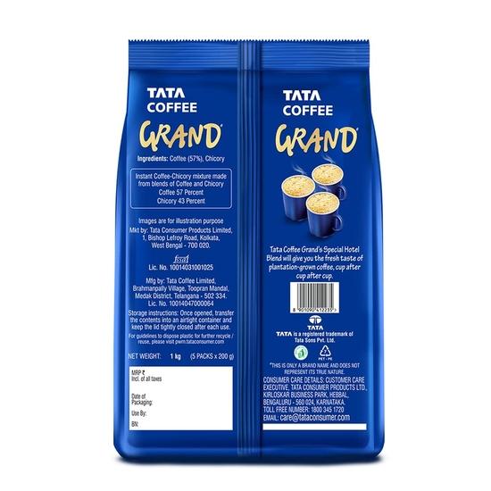 Tata Classic Instant Coffee, 1kg Pouch, Chicory Mix With Strong Coffee & Fresh Taste, Special Hotel Blend