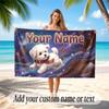 Space Cosmic Theme Soft Beach Towel Personalized Custom Name Text Towel Portable for Beach Pool Travel
