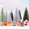 Mini Christmas Tree Ornament With Snow Frosted Design Cute Figurines For Tabletop Holiday Party Decor