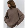 Women'S O-Neck Oversized Sweater Autumn Winter Thick Warm Loose Simple Solid Color Knitted Pullover Casual Jumper Top
