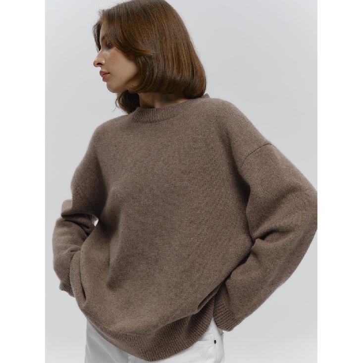 Women'S O-Neck Oversized Sweater Autumn Winter Thick Warm Loose Simple Solid Color Knitted Pullover Casual Jumper Top