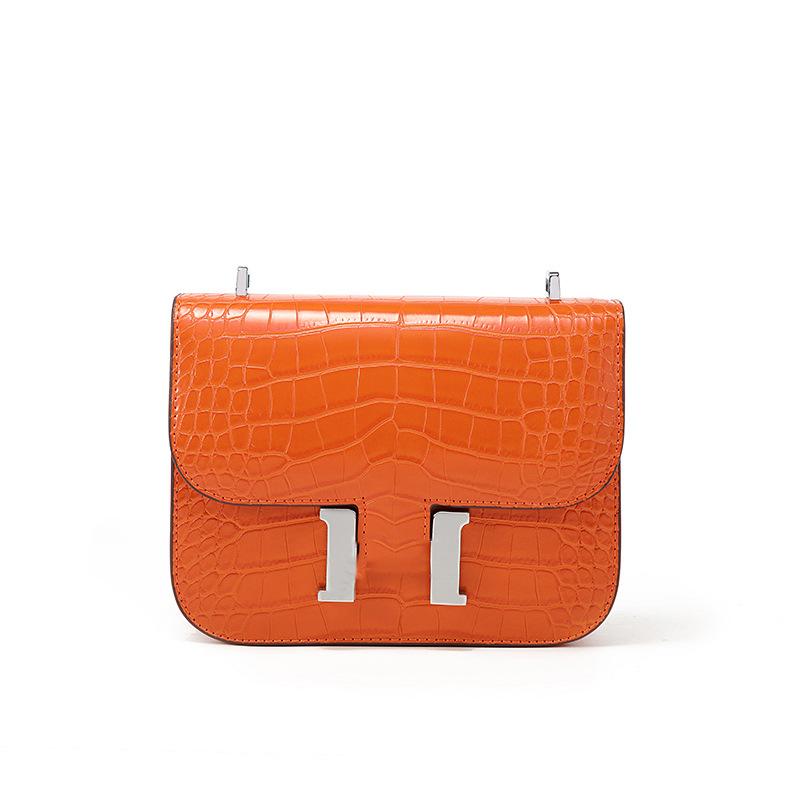 

Сумка Kangkang с H-образной пряжкой, с крокодиловым узором, сумка стюардессы, женская новая высококлассная наплечная сумка-мессенджер, сумка-коробка, сумка-тофу, фабрика 23-17-7cm