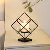 Nordic Iron Candle Holder Hollowed Geometric Square Globe Metal Tealight Candlestick for Table Centerpieces Decors