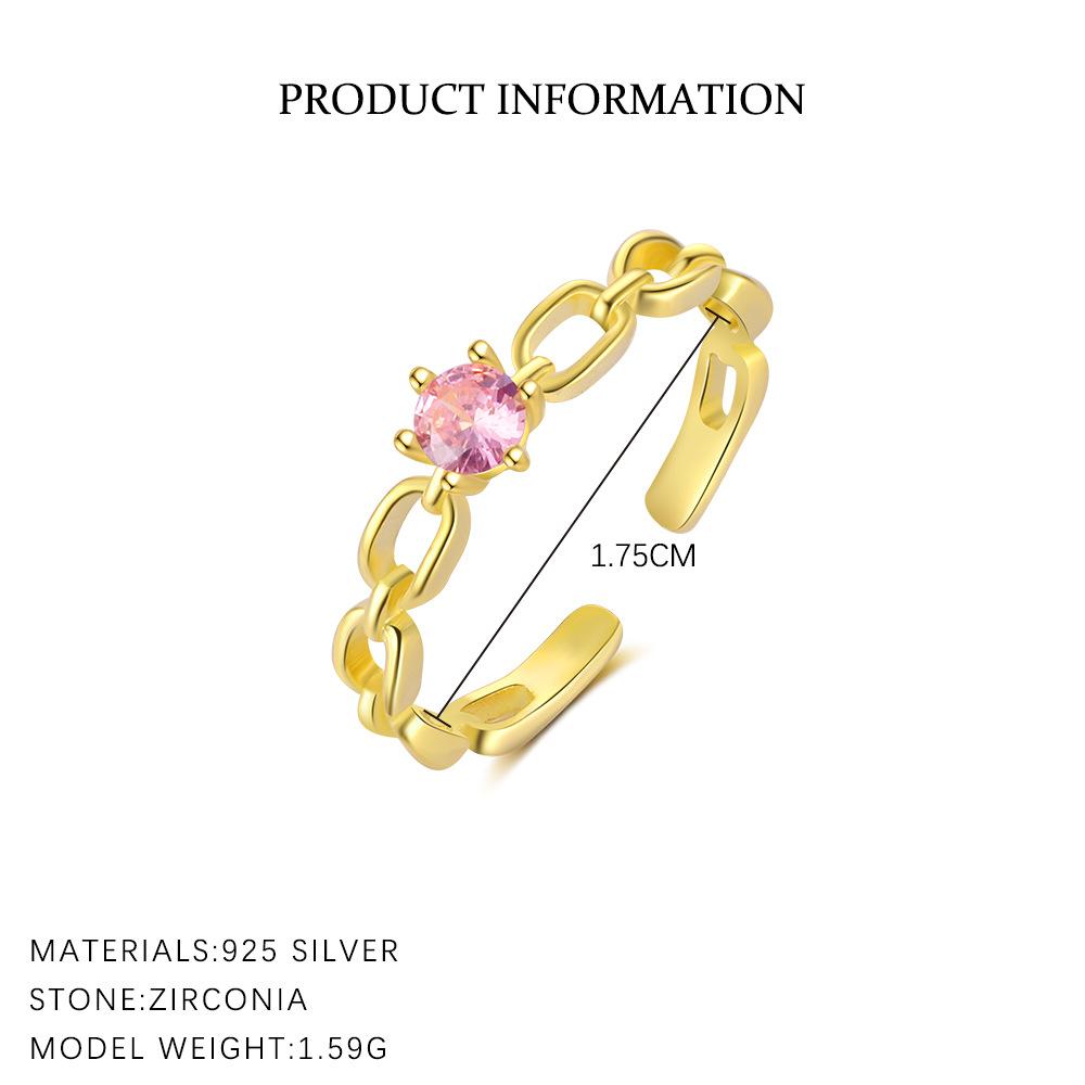 925 Sterling Silver Geometric Water Droplet Zircon Open Ring for Women Fashionable Exquisite Jewelry Gifts