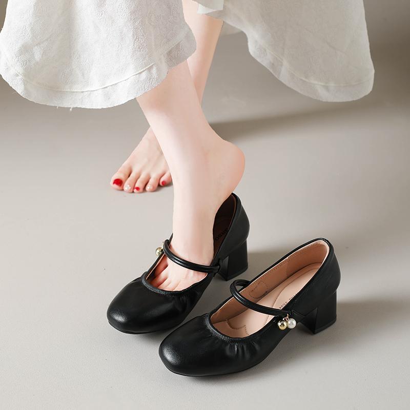 Fashion 2025 The Spring Luxury Pleated Designer Square Toe Coarse-heeled Shoes Outdoor Casual and Comfortable Women's Mary Jane Shoes
